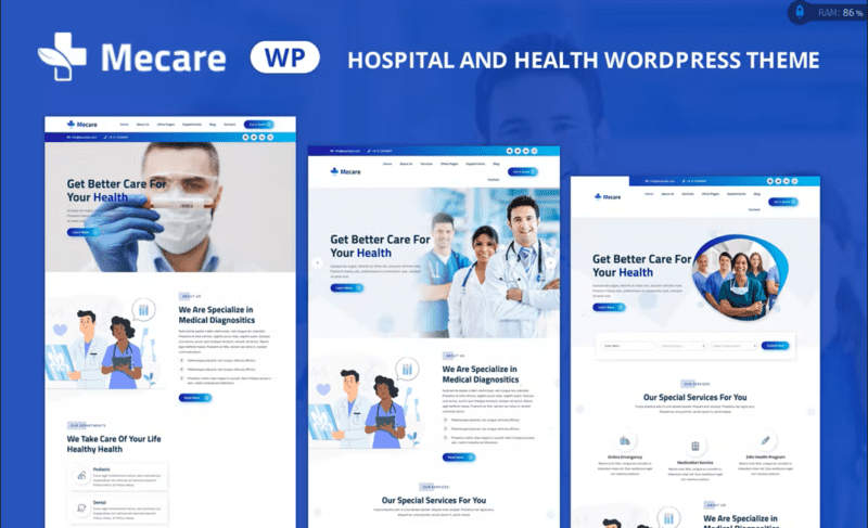 Mecare — Tema de WordPress para hospitales y salud